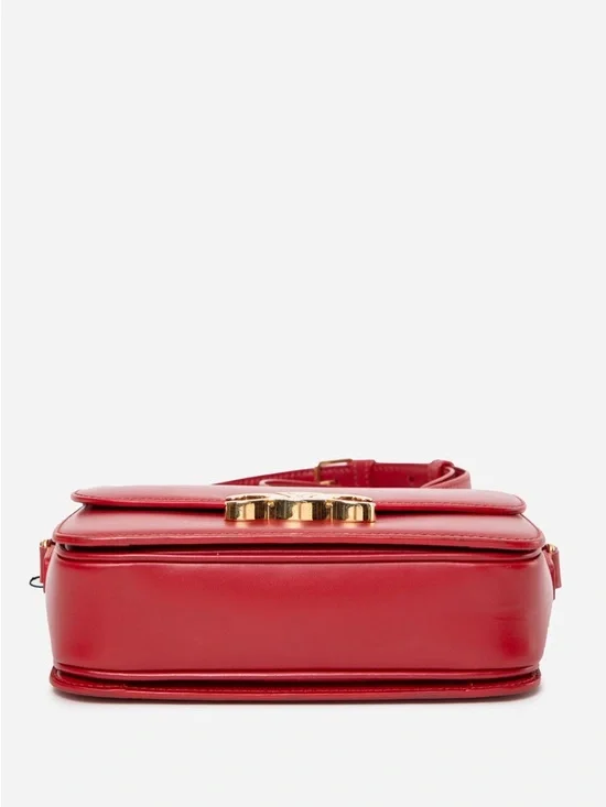 Celine 2019 Red Calfskin Teen Triomphe Shoulder Bag - Picture 4 of 5